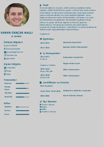 İç Mimar Cv Örnekleri cv indir